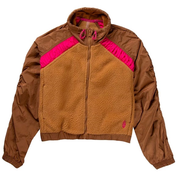 FP Movement Amelia Zip Up Fleece Jacket in Camel/Malibu Combo - Picture 5 of 5